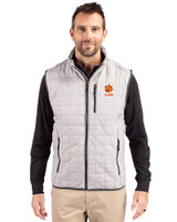 Clemson Tigers Alumni Cutter & Buck Rainier PrimaLoft® Mens Big and Tall Eco Insulated Full Zip Puffer Vest Polished Medium Gray Front