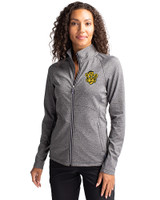 Missouri Tigers College Vault Cutter & Buck Adapt Eco Knit Heather Recycled Womens Full Zip Black Heather Front