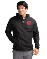 Nebraska Cornhuskers Cutter & Buck Charter Eco Recycled Mens Anorak Jacket Black Front