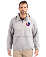 Montreal Expos Cooperstown Cutter & Buck Charter Eco Recycled Mens Anorak Jacket Polished Medium Gray Front