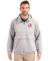 New York Yankees Cooperstown Cutter & Buck Charter Eco Recycled Mens Anorak Jacket Polished Medium Gray Front