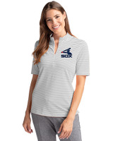 Chicago White Sox Cooperstown Cutter & Buck Virtue Eco Pique Stripe Recycled Womens Top Polished Medium Gray Front