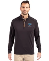 Florida Gators Alumni Cutter & Buck Adapt Recycled Soft Knit Stretch  Mens Quarter Zip Pullover Black/Orange Front