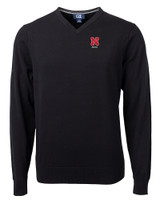 Nebraska Cornhuskers Alumni Cutter & Buck Lakemont Tri-Blend Mens V-Neck Pullover Sweater Black Mannequin