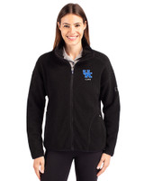 Kentucky Wildcats Alumni Cutter & Buck Cascade Epic Comfort Recycled Sherpa Fleece Womens Full Zip Jacket Black Front