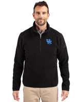 Kentucky Wildcats Alumni Cutter & Buck Cascade Eco Sherpa Fleece Mens Big & Tall Quarter Zip Jacket Black Front