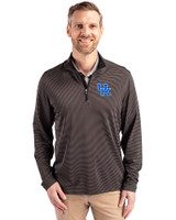Kentucky Wildcats Cutter & Buck Virtue Eco Pique Micro Stripe Recycled Mens Quarter Zip Black/Elemental Grey Front