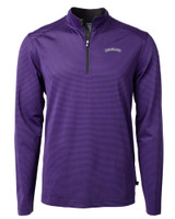 Colorado Rockies Cooperstown Cutter & Buck Virtue Eco Pique Micro Stripe Recycled Mens Quarter Zip CPBL_MANN_HG 1