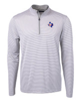 Texas Rangers Cooperstown Cutter & Buck Virtue Eco Pique Micro Stripe Recycled Mens Quarter Zip POLWH_MANN_HG 1