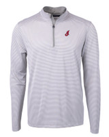 Cleveland Indians Cooperstown Cutter & Buck Virtue Eco Pique Micro Stripe Recycled Mens Quarter Zip POLWH_MANN_HG 1
