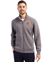 Clemson Tigers Alumni Cutter & Buck Roam Epic Versatility Recycled Full Zip Mens Jacket Elemental Grey Front
