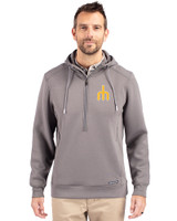 Seattle Mariners Cooperstown Cutter & Buck Roam Epic Versatility Half Zip Recycled Mens Hooded Pullover Elemental Grey Front