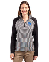 Kentucky Wildcats Alumni Cutter & Buck Forge Tonal Stripe Stretch Half Zip Womens Top Black Front