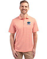 Florida Gators Alumni Cutter & Buck Virtue Eco Pique Stripe Recycled Mens Big and Tall Polo College Orange Front