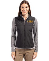 LSU Tigers Alumni Cutter & Buck Stealth Hybrid Quilted Womens Full Zip Windbreaker Jacket Black Front