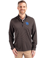 Kentucky Wildcats Alumni Cutter & Buck Virtue Eco Pique Micro Stripe Recycled Mens Big & Tall Quarter Zip Black/Elemental Grey Front