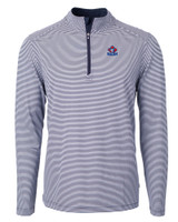 Toronto Blue Jays Cooperstown Cutter & Buck Virtue Eco Pique Micro Stripe Recycled Mens Big & Tall Quarter Zip NVBW_MANN_HG 1