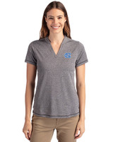 North Carolina Tar Heels Cutter & Buck Forge Eco Heathered Stretch Womens Blade Top Charcoal Heather Front
