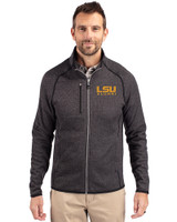 LSU Tigers Alumni Cutter & Buck Mainsail Sweater-Knit Mens Big and Tall Full Zip Jacket Charcoal Heather Front