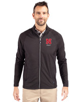 Nebraska Cornhuskers Alumni Cutter & Buck Adapt Eco Knit Hybrid Recycled Mens Full Zip Jacket Black Front
