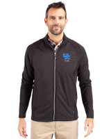 Kentucky Wildcats Alumni Cutter & Buck Adapt Recycled Soft Knit Stretch Mens Hybrid Full Zip Jacket Black Front