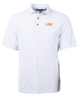 LSU Tigers Alumni Cutter & Buck Virtue Eco Pique Tile Print Recycled Mens Big & Tall Polo WH_MANN_HG 1