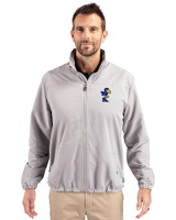 Kansas Jayhawks College Vault Cutter & Buck Charter Eco Knit Recycled Big & Tall Full-Zip Jacket Polished Medium Gray Front