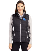 Kentucky Wildcats Alumni Cutter & Buck Rainier PrimaLoft® Womens Eco Insulated Full Zip Puffer Vest Black Front