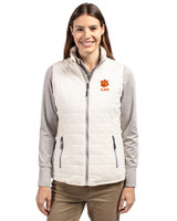 Clemson Tigers Alumni Cutter & Buck Rainier PrimaLoft® Womens Eco Insulated Full Zip Puffer Vest Coconut Front