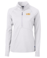 LSU Tigers Alumni Cutter & Buck Adapt Eco Knit Stretch Recycled Womens Half Zip Pullover WH_MANN_HG 1