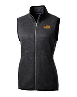 LSU Tigers Alumni Cutter & Buck Mainsail Sweater Knit Womens Full Zip Vest CCH_MANN_HG 1