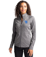 Kentucky Wildcats Alumni Cutter & Buck Adapt Eco Knit Heather Recycled Womens Full Zip Black Heather Front