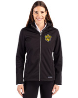 Missouri Tigers College Vault Cutter & Buck Evoke Softshell Recycled Full Zip Womens Jacket Black Front