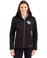 Kentucky Wildcats Cutter & Buck Evoke Softshell Recycled Full Zip Womens Jacket Black Front