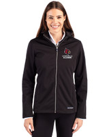 Louisville Cardinals Alumni Cutter & Buck Evoke Softshell Recycled Full Zip Womens Jacket Black Front