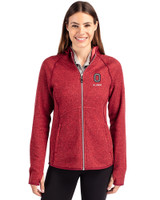 Ohio State Buckeyes Alumni Cutter & Buck Mainsail Full Zip Hooded Womens Jacket Cardinal Red Heather Front