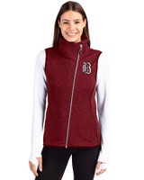Birmingham Barons Cutter & Buck Mainsail Sweater Knit Womens Asymmetrical Vest Cardinal Red Heather Front