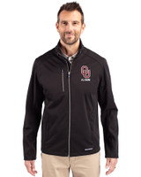 Oklahoma Sooners Alumni (Patterns BL&EG) Cutter & Buck Evoke Softshell Recycled Full Zip Mens Jacket Black Front