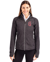 Greenville Drive Cutter & Buck Mainsail Sweater-Knit Womens Full Zip Jacket Charcoal Heather Front