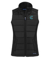 Charlotte Knights Cutter & Buck Evoke Hybrid Eco Softshell Recycled Womens Full Zip Vest BL_MANN_HG 1