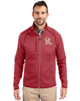 Frisco RoughRiders Cutter & Buck Mainsail Sweater-Knit Mens Full Zip Jacket Cardinal Red Heather Front