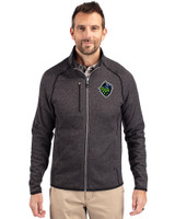 Hillsboro Hops Cutter & Buck Mainsail Sweater-Knit Mens Full Zip Jacket Charcoal Heather Front