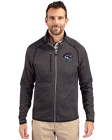 Binghamton Rumble Ponies Cutter & Buck Mainsail Sweater-Knit Mens Big and Tall Full Zip Jacket Charcoal Heather Front