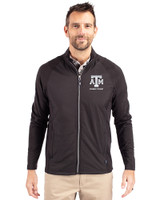 Texas A&M Aggies Alumni Cutter & Buck Adapt Eco Knit Hybrid Recycled Mens Full Zip Jacket Black Front