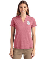 Oklahoma Sooners  Cutter & Buck Forge Eco Heathered Stretch Womens Blade Top Cardinal Red Heather Front