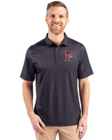 Fresno Grizzlies Cutter & Buck Pike Double Dot Print Stretch Mens Big and Tall Polo Black Front