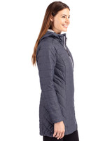 Texas Longhorns Alumni Cutter & Buck Rainier PrimaLoft®  Womens Eco Insulated Hooded Long Coat Anthracite Melange Side