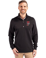 Fresno Grizzlies Cutter & Buck Traverse Stretch Eco Quarter Zip Mens Big and Tall Pullover Black Front