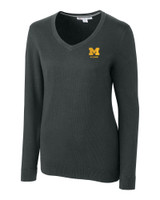 Michigan Wolverines Alumni Cutter & Buck Lakemont Tri-Blend Womens V-Neck Pullover Sweater CCH_MANN_HG 1