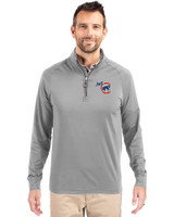 Iowa Cubs Cutter & Buck Adapt Eco Knit Stretch Recycled Mens Big and Tall Quarter Zip Pullover Polished Medium Gray Front